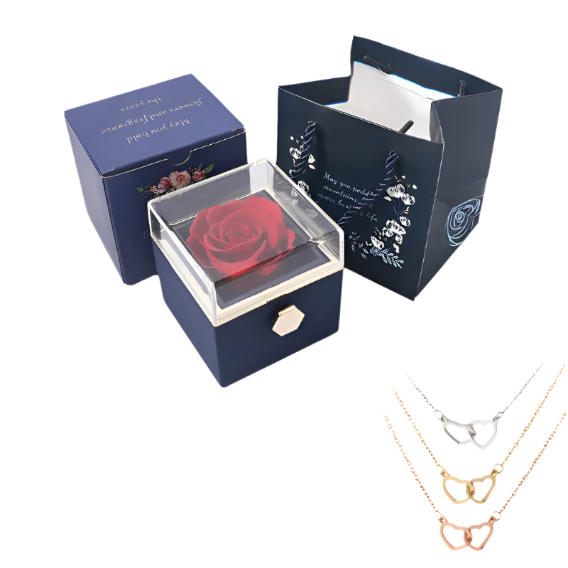 Eternal Rose Box W/ Engraved Necklace